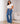 High-waist uitlopende jeans voor dames met knopen aan de zijkant - spijkerblauw
