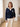 Grijze V-hals trui met kanten hart – Marineblauw