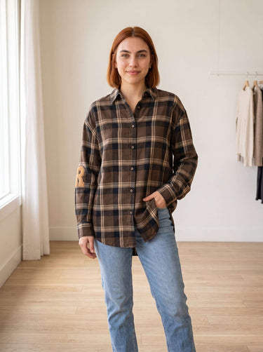 Chemise à carreaux coupe décontractée – Choco