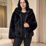 Veste femme à capuche en fausse fourrure avec manches longues et zip