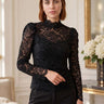 Top femme en dentelle à manches longues - Noir